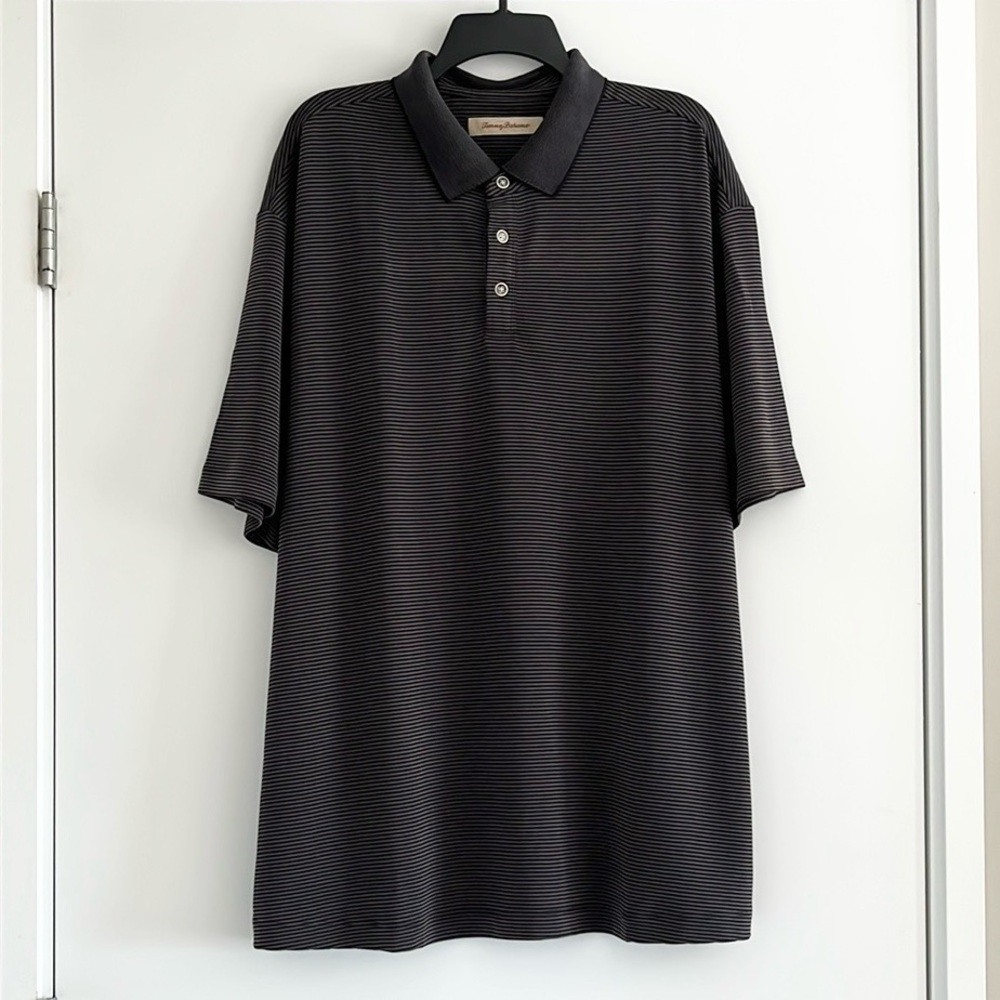 Tommy Bahama Men's Black Striped Polo Shirt